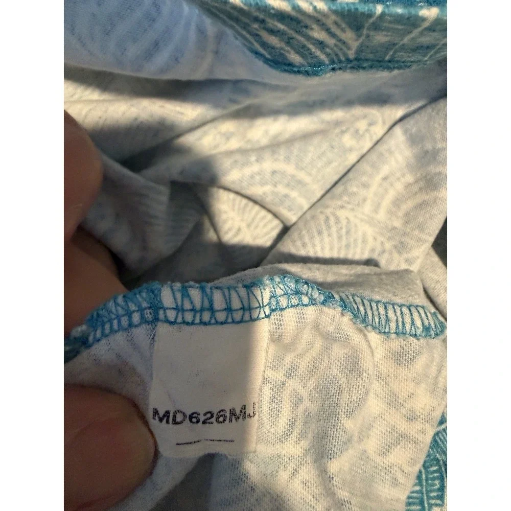 Vintage 1991 Laura Ashley Turquoise & White Seashell Cotton Midi Sundress Sz M - Picture 11 of 11